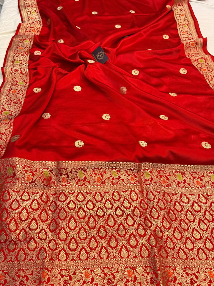 Red Pure Mashru Silk Handloom Banarasi Saree