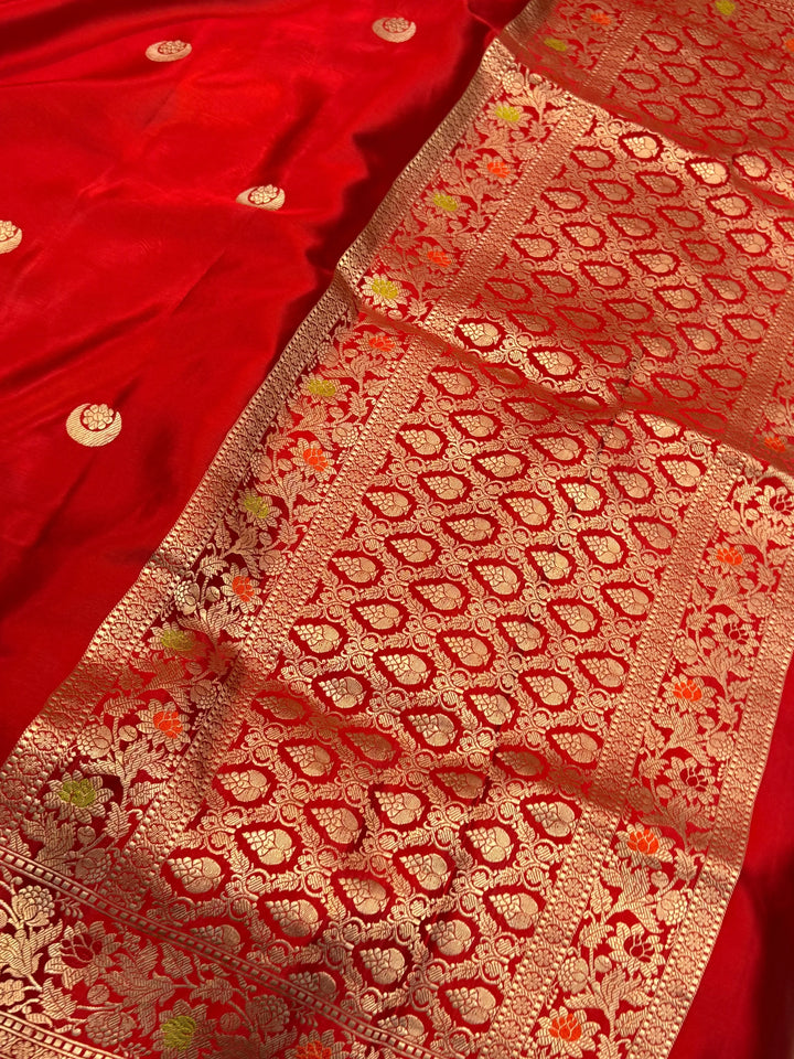 Red Pure Mashru Silk Handloom Banarasi Saree