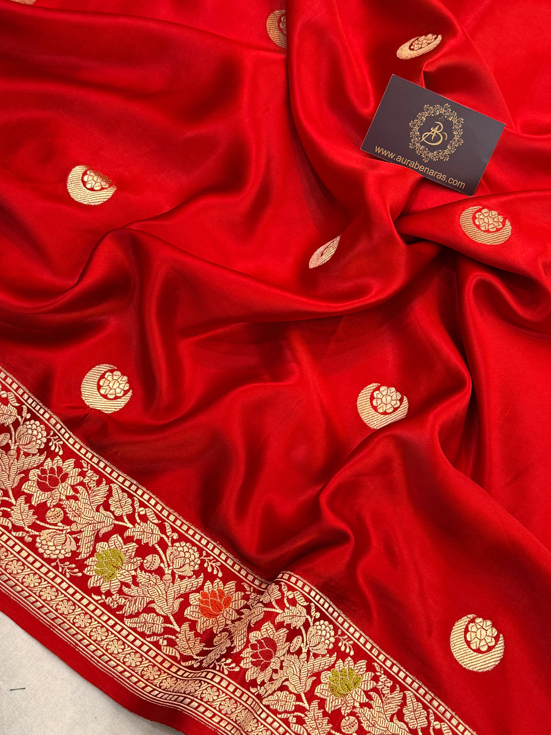 Red Pure Mashru Silk Handloom Banarasi Saree