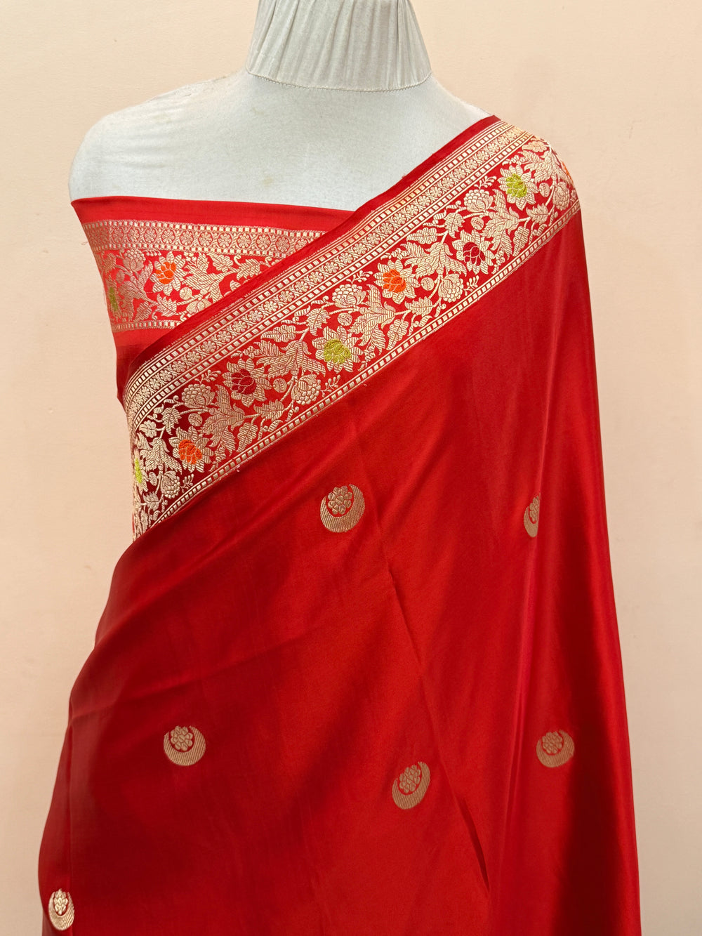 Red Pure Mashru Silk Handloom Banarasi Saree