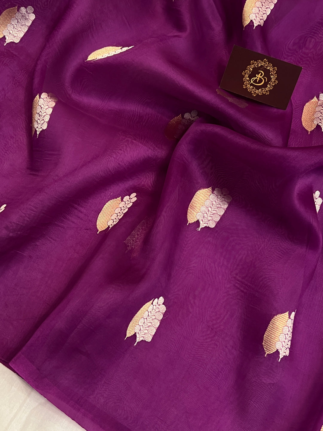 Purple Pure Kora Silk Handloom Banarasi Saree