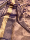 Purple Banarasi Handloom Organza Tissue Silk Saree - Aura Benaras