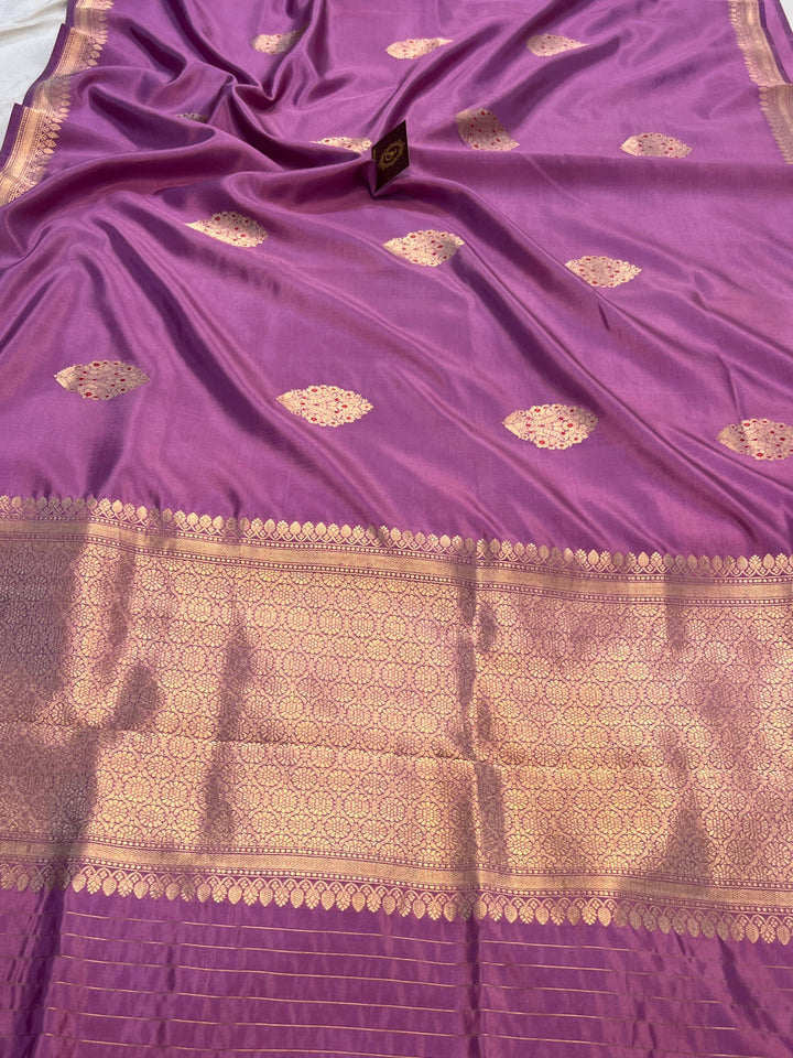 Buy Lavender Pure Banarasi Handloom Silk Saree | Aura Benaras