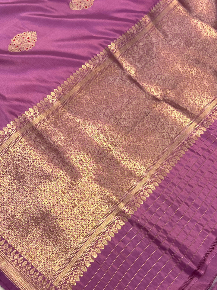 Buy Lavender Pure Banarasi Handloom Silk Saree | Aura Benaras