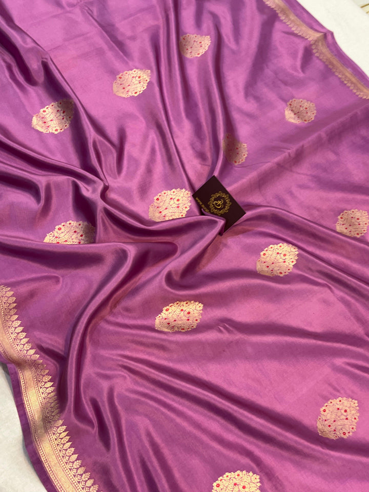 Buy Lavender Pure Banarasi Handloom Silk Saree | Aura Benaras
