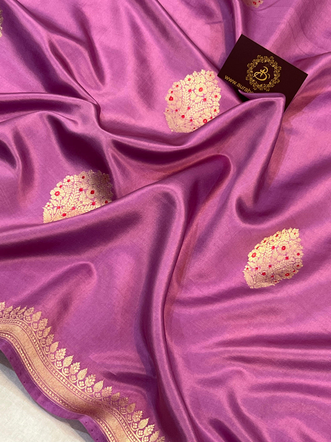 Buy Lavender Pure Banarasi Handloom Silk Saree | Aura Benaras