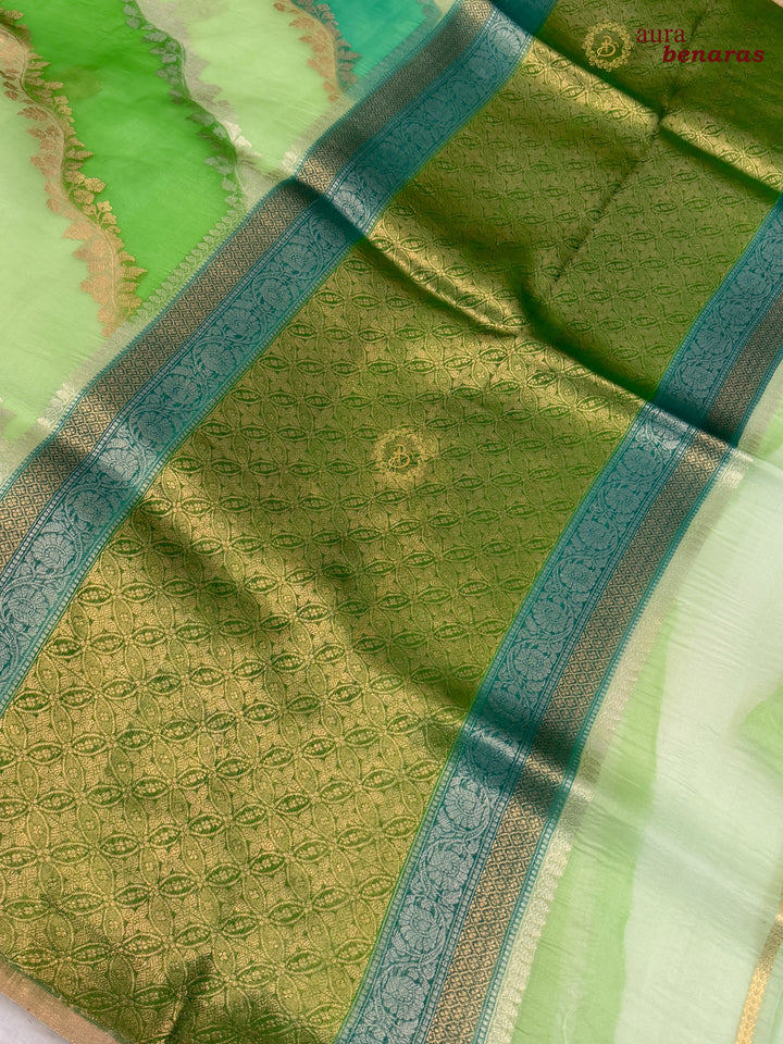 Green Rangkaat Banarasi Handloom Kora Silk Saree 