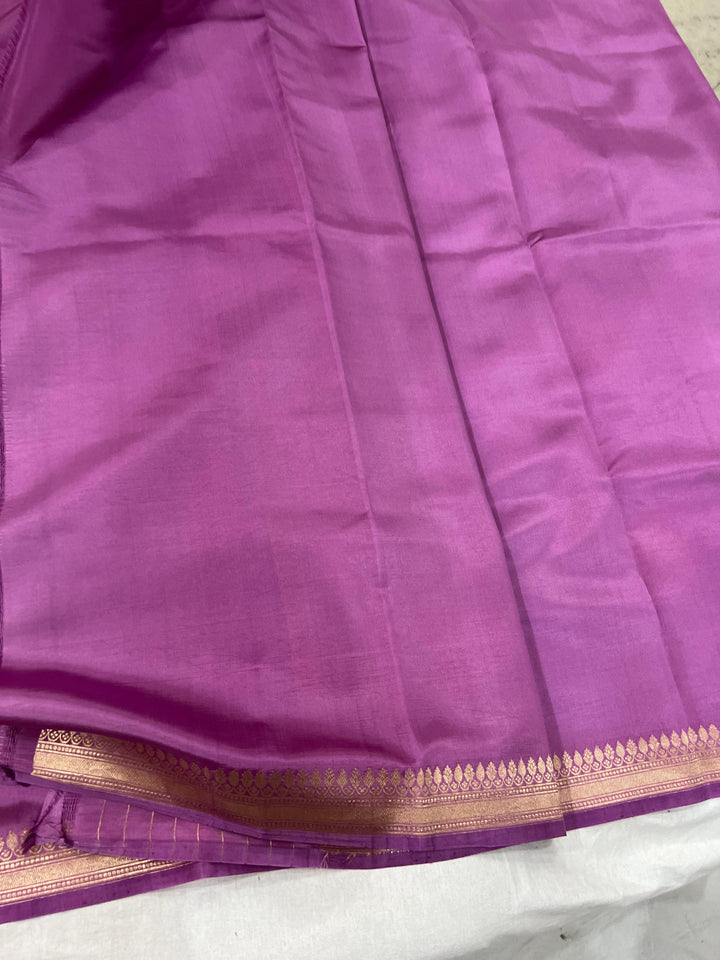 Buy Lavender Pure Banarasi Handloom Silk Saree | Aura Benaras