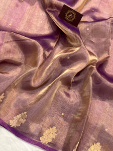 Magenta Banarasi Handloom Organza Tissue Silk Saree - Aura Benaras
