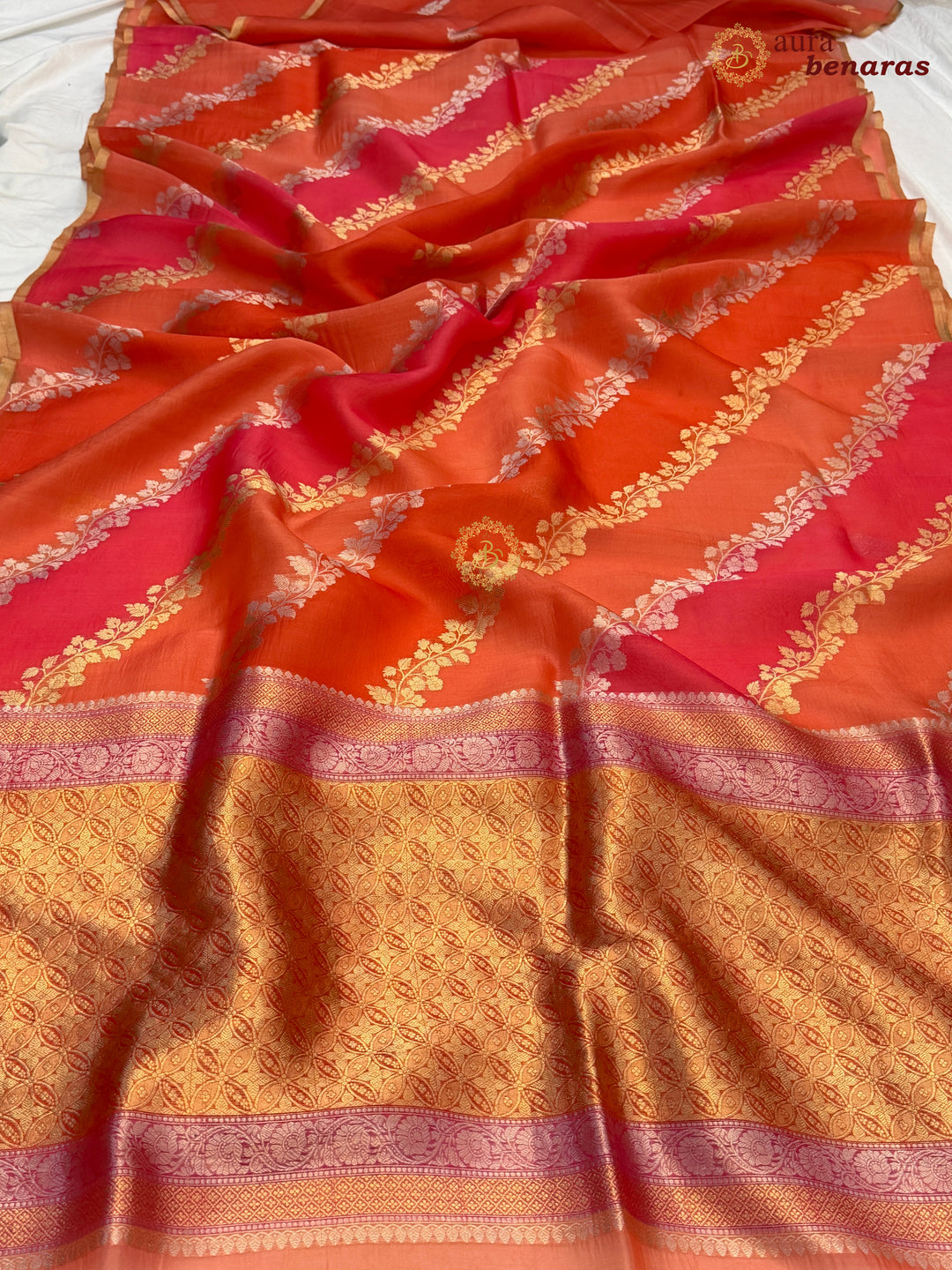 Pink Rangkaat Banarasi Handloom Kora Silk Saree 