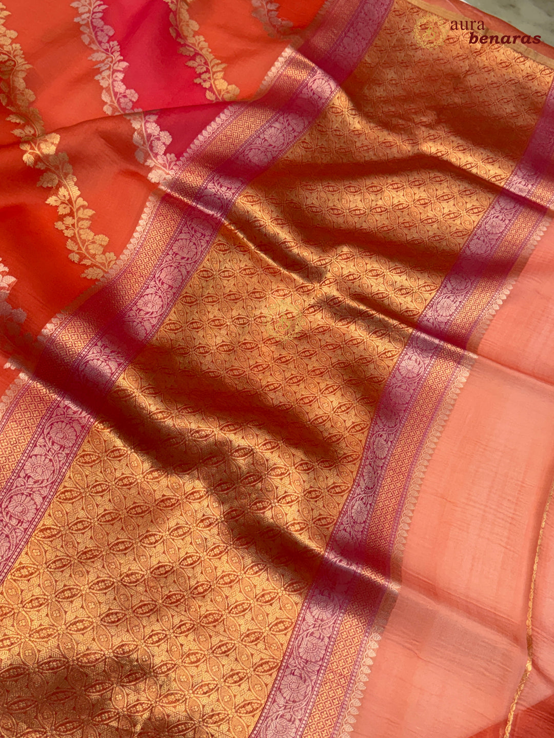 Pink Rangkaat Banarasi Handloom Kora Silk Saree 