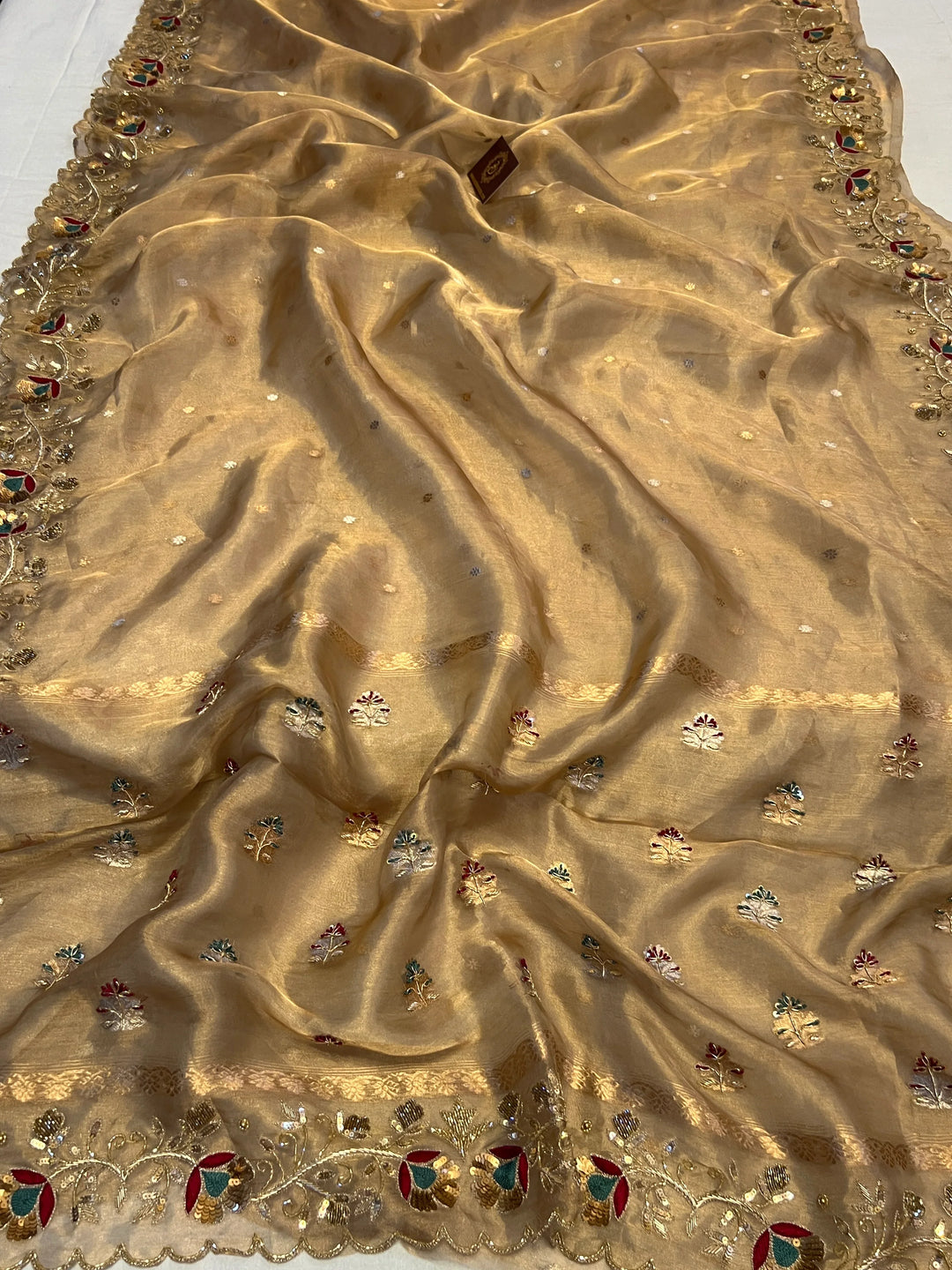 Pre Order :: Antique Golden Pure Tissue Silk Handloom Banarasi Saree