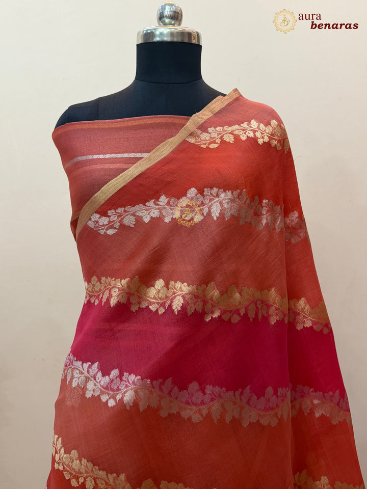 Pink Rangkaat Banarasi Handloom Kora Silk Saree 