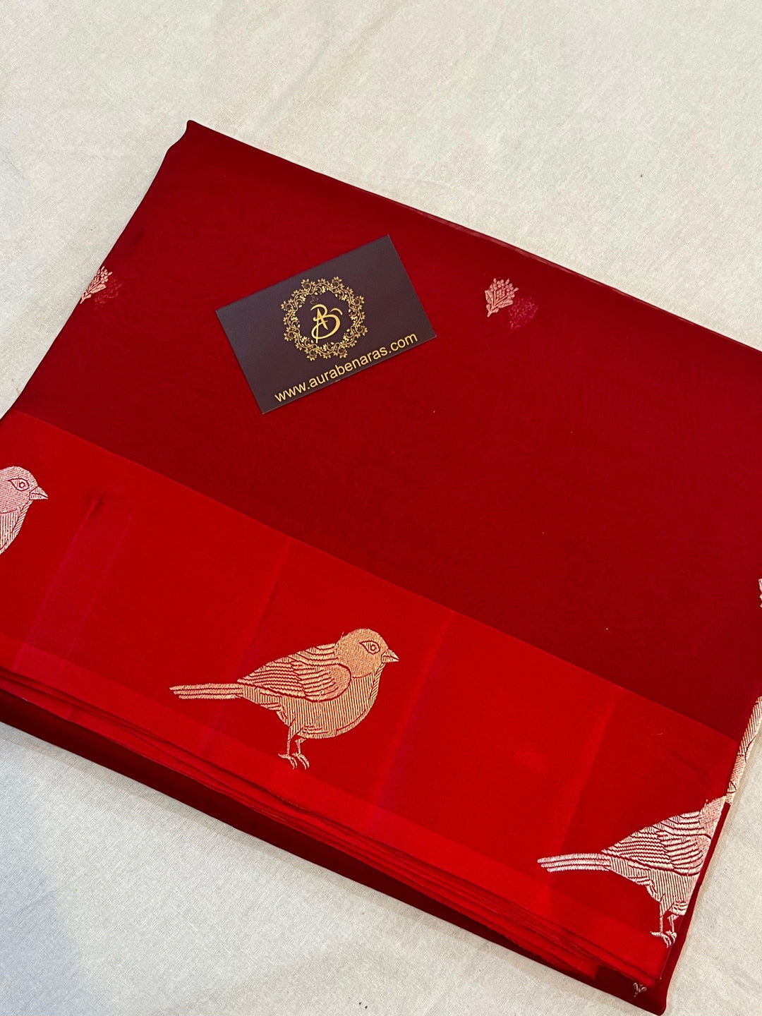 Red Banarasi Handloom Kora Silk Saree | Kadhwa Weave | Aura Benaras