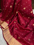 Maroon Pure Banarasi Handloom Katan Silk Saree - Aura Benaras