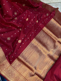 Maroon Pure Banarasi Handloom Katan Silk Saree - Aura Benaras