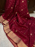 Maroon Pure Banarasi Handloom Katan Silk Saree - Aura Benaras