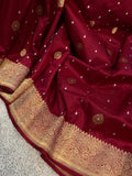 Maroon Pure Banarasi Handloom Katan Silk Saree - Aura Benaras