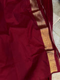 Maroon Pure Banarasi Handloom Katan Silk Saree - Aura Benaras