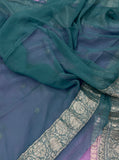 Lavender Khaddi Chiffon Banarasi Handloom Saree - Aura Benaras