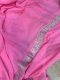 Baby Pink Pure Banarasi Handloom Georgette Silk Saree - Aura Benaras