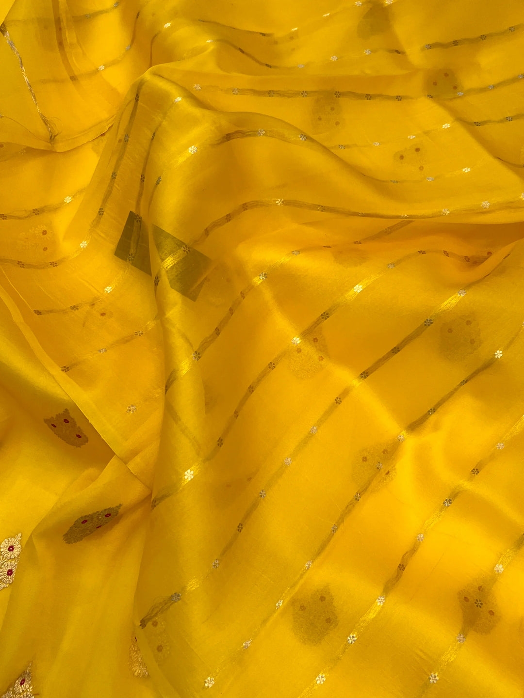 Yellow Pure Kora Silk Handloom Banarasi Saree