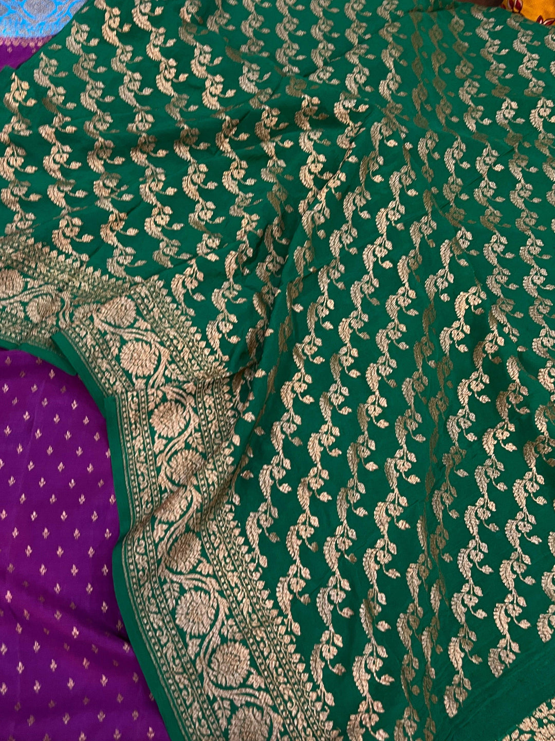 Purple Pure Banarasi Khaddi Crepe Silk Saree - Aura Benaras