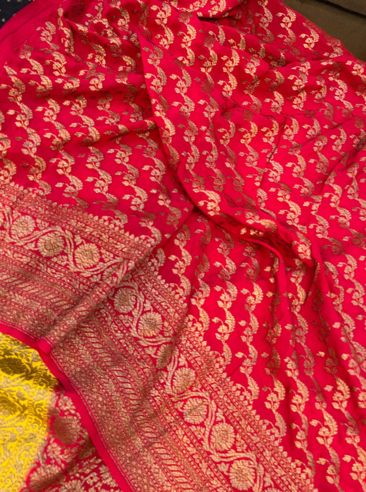 Black Pure Banarasi Khaddi Crepe Silk Saree - Aura Benaras