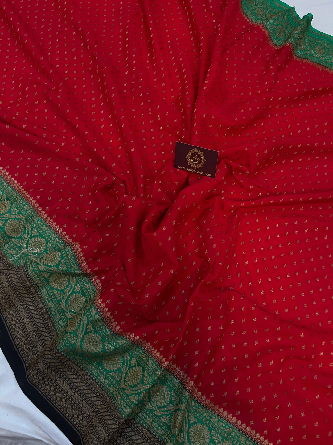 Red Pure Banarasi Khaddi Crepe Silk Saree - Aura Benaras