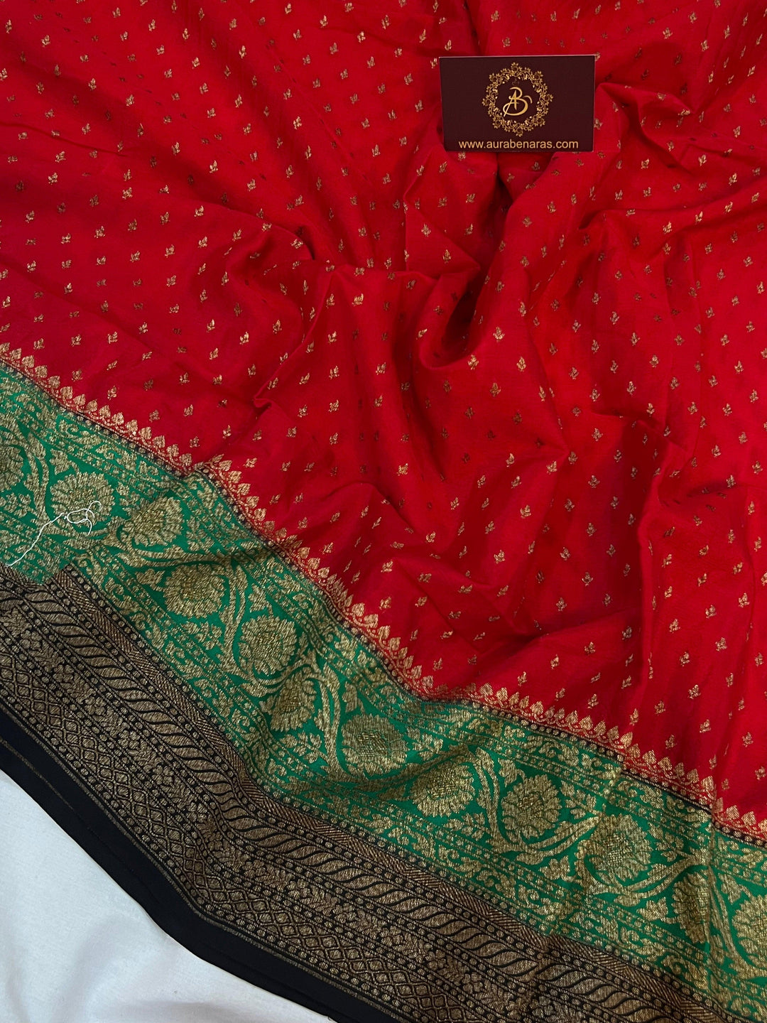 Red Pure Banarasi Khaddi Crepe Silk Saree - Aura Benaras