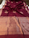 Maroon Pure Banarasi Handloom Silk Saree - Aura Benaras