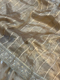 Golden Banarasi Handloom Organza Tissue Silk Saree - Aura Benaras