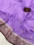 Lavender Khaddi Chiffon Banarasi Handloom Saree - Aura Benaras