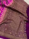 Purple Rangkat Pure Banarasi Khaddi Georgette Saree - Aura Benaras