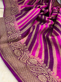 Purple Rangkat Pure Banarasi Khaddi Georgette Saree - Aura Benaras