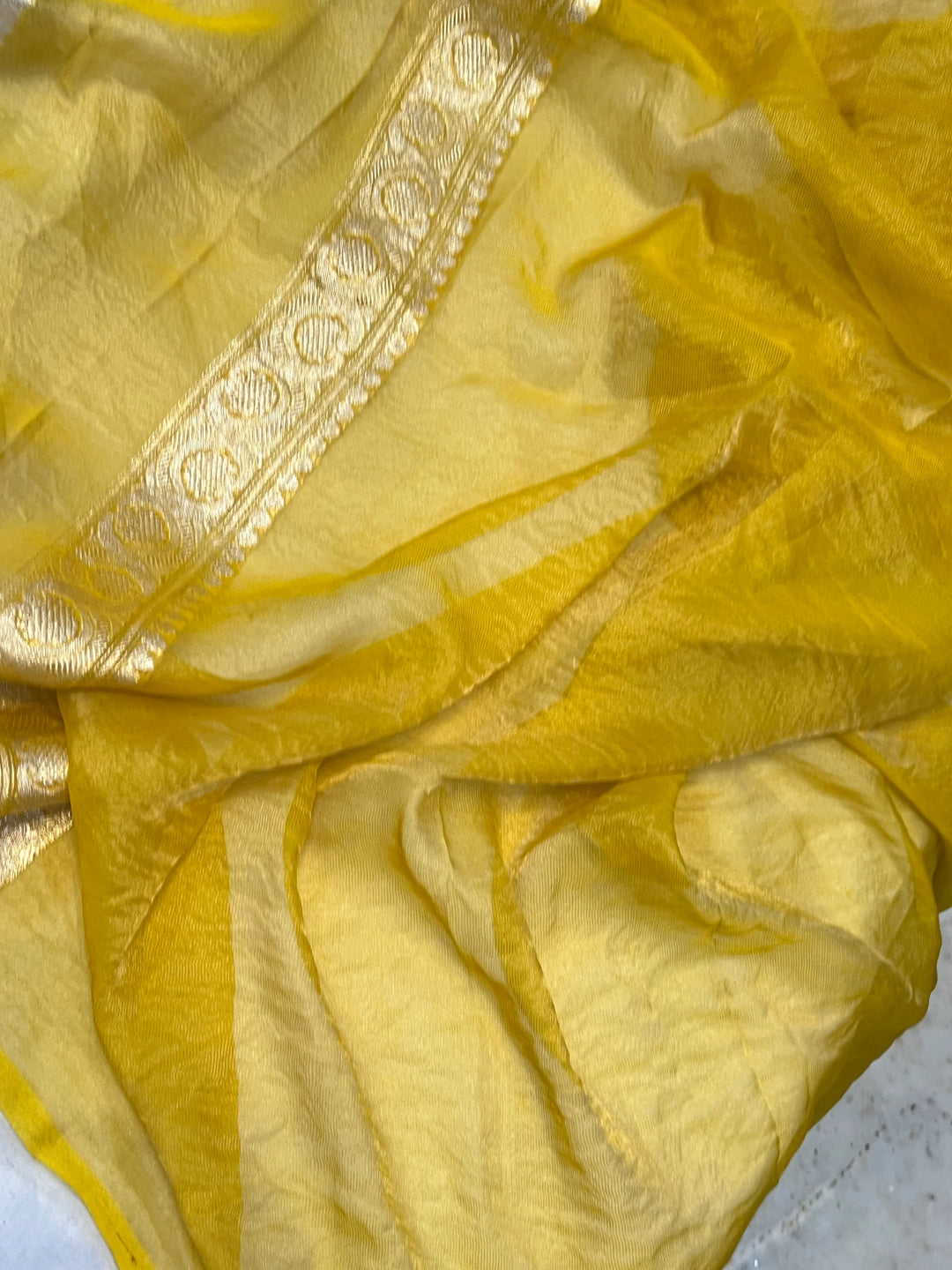 Off White Pure Chiffon Tissue Silk Banarasi Saree 