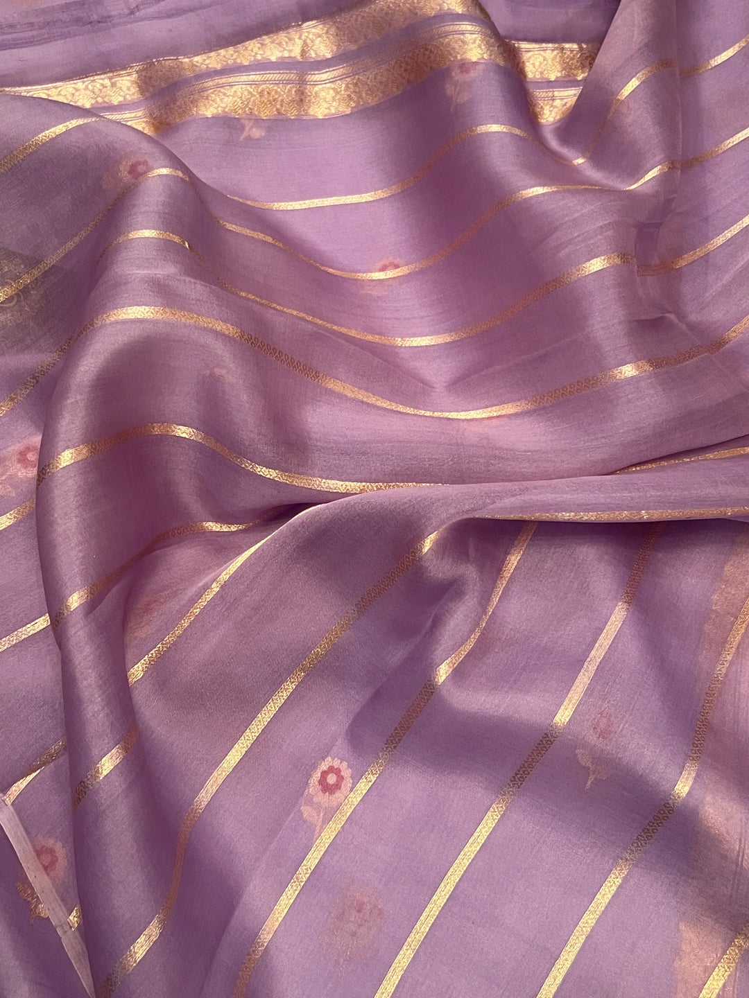 Lavender Pure Kora Silk Handloom Banarasi Saree