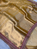 Yellow Banarasi Handloom Organza Tissue Silk Saree - Aura Benaras