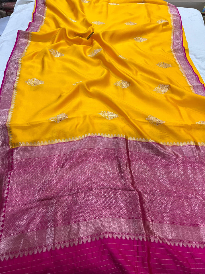 Yellow Pure Banarasi Handloom Silk Saree