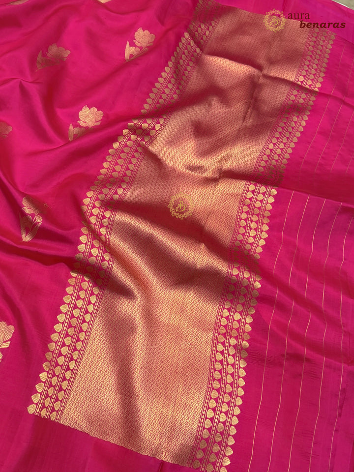 Rani Pink Banarasi Silk Saree with Kadhwa Butas