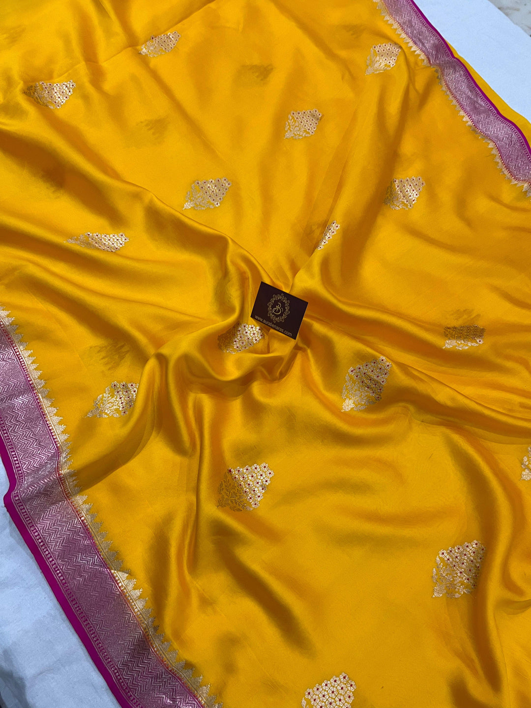 Yellow Pure Banarasi Handloom Silk Saree