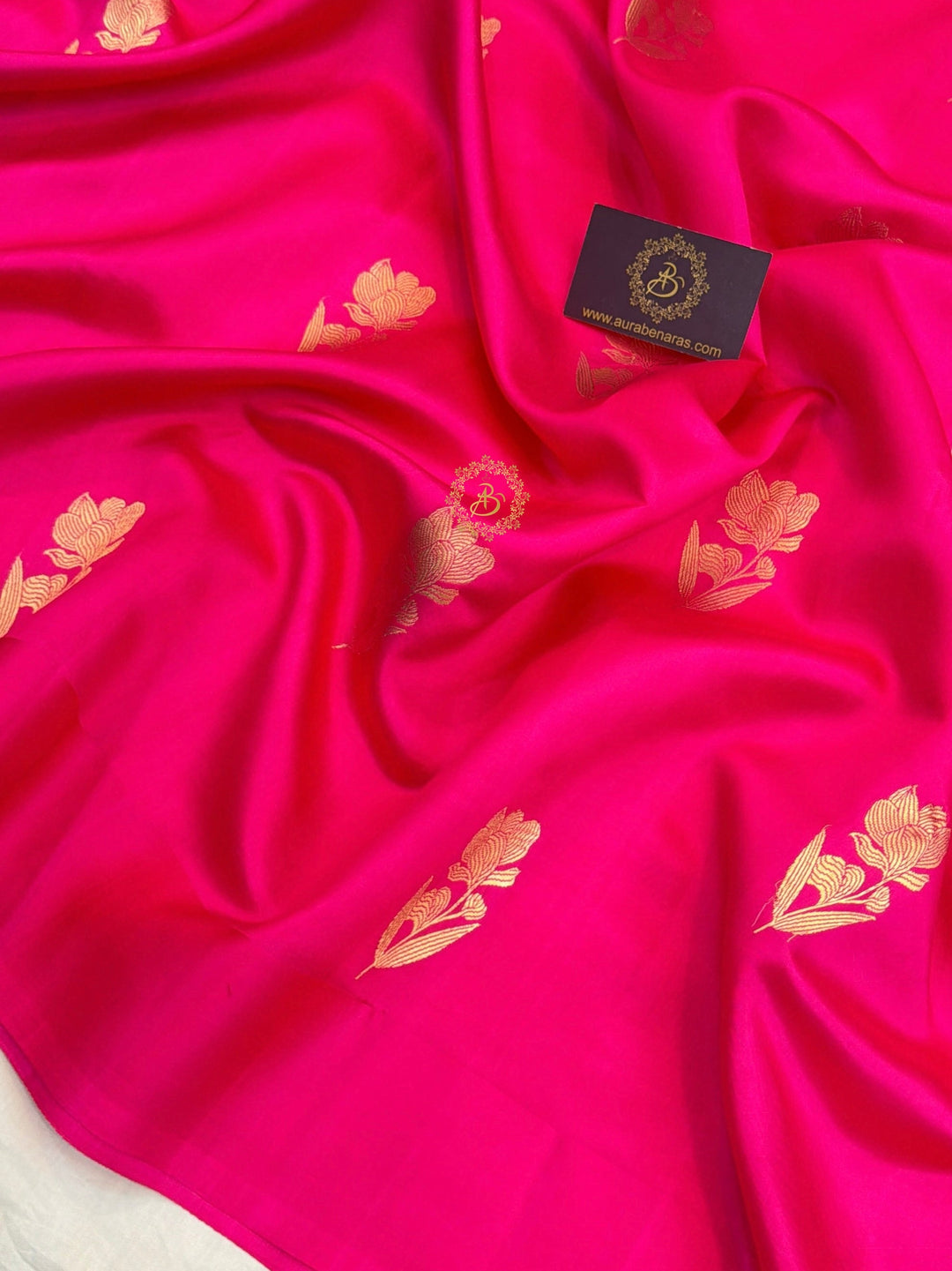 Rani Pink Banarasi Silk Saree with Kadhwa Butas