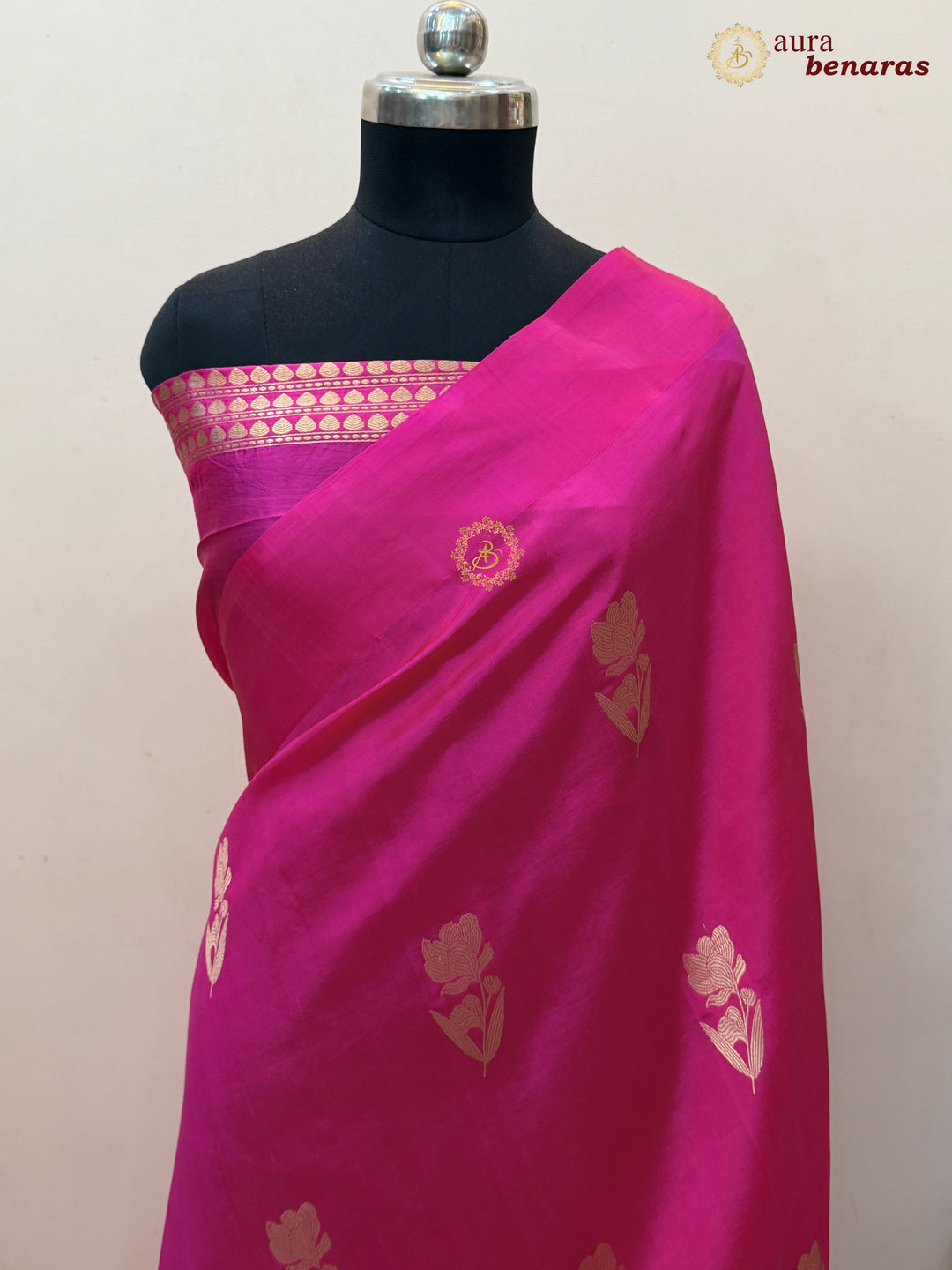 Rani Pink Banarasi Silk Saree with Kadhwa Butas
