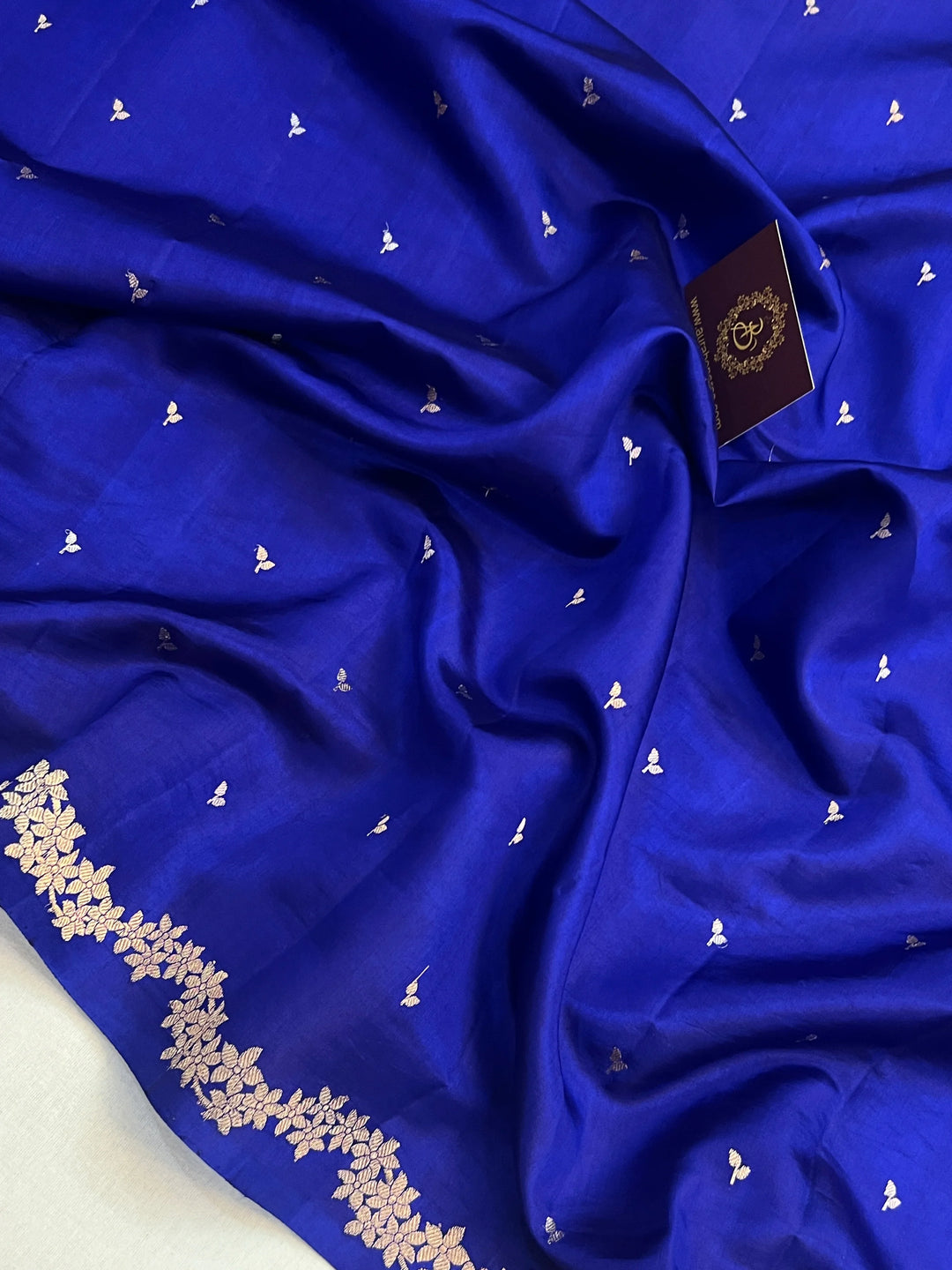 Royal Blue Banarasi Silk Saree | Kadhwa & Designer Border