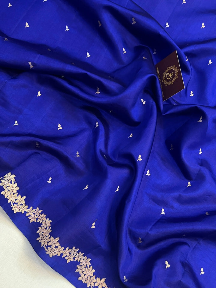 Royal Blue Banarasi Silk Saree | Kadhwa & Designer Border