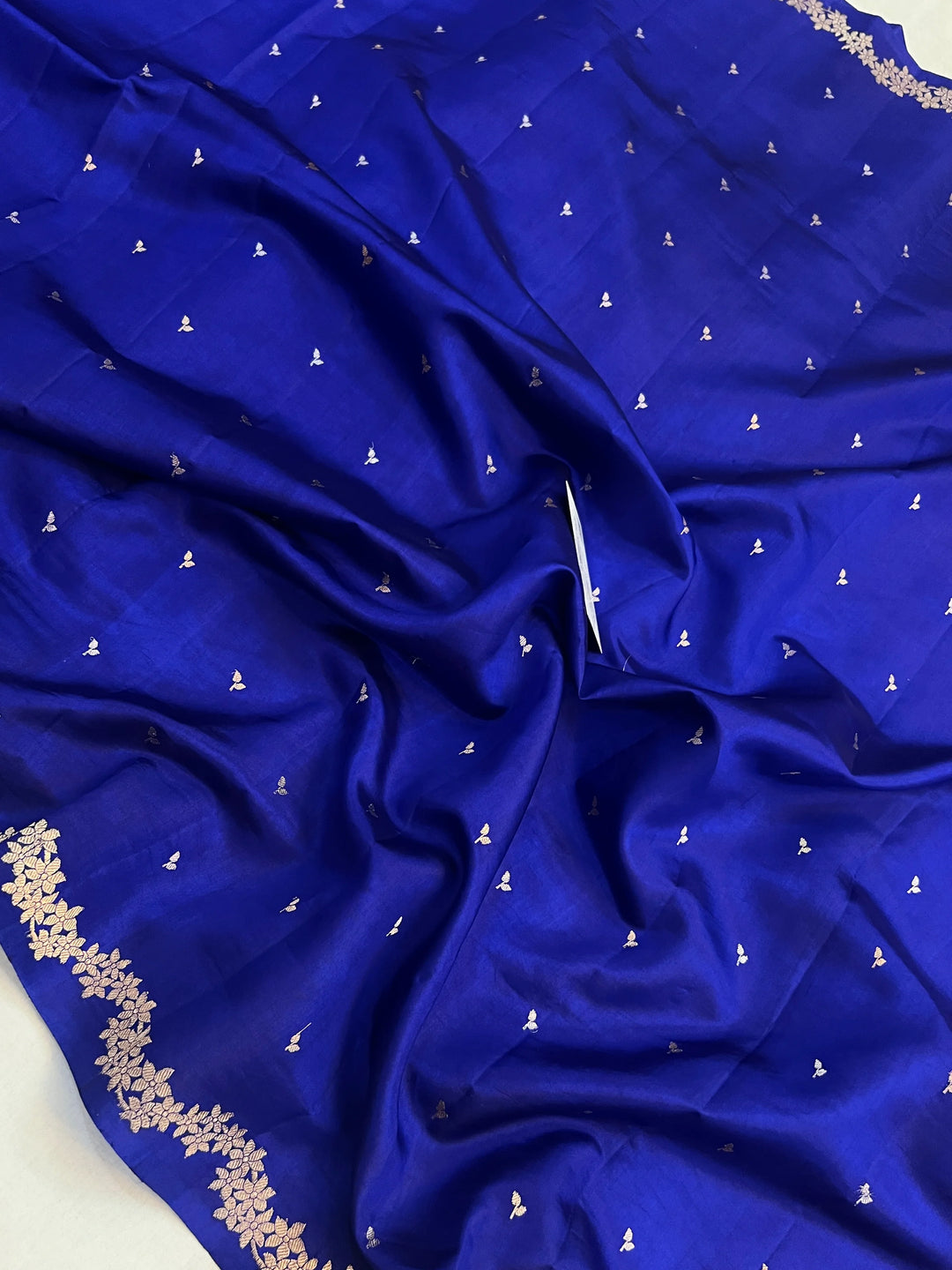 Royal Blue Banarasi Silk Saree | Kadhwa & Designer Border
