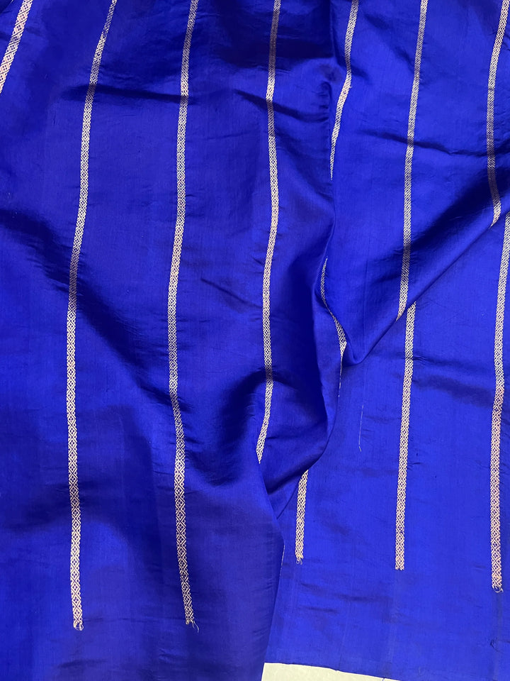 Royal Blue Banarasi Silk Saree | Kadhwa & Designer Border