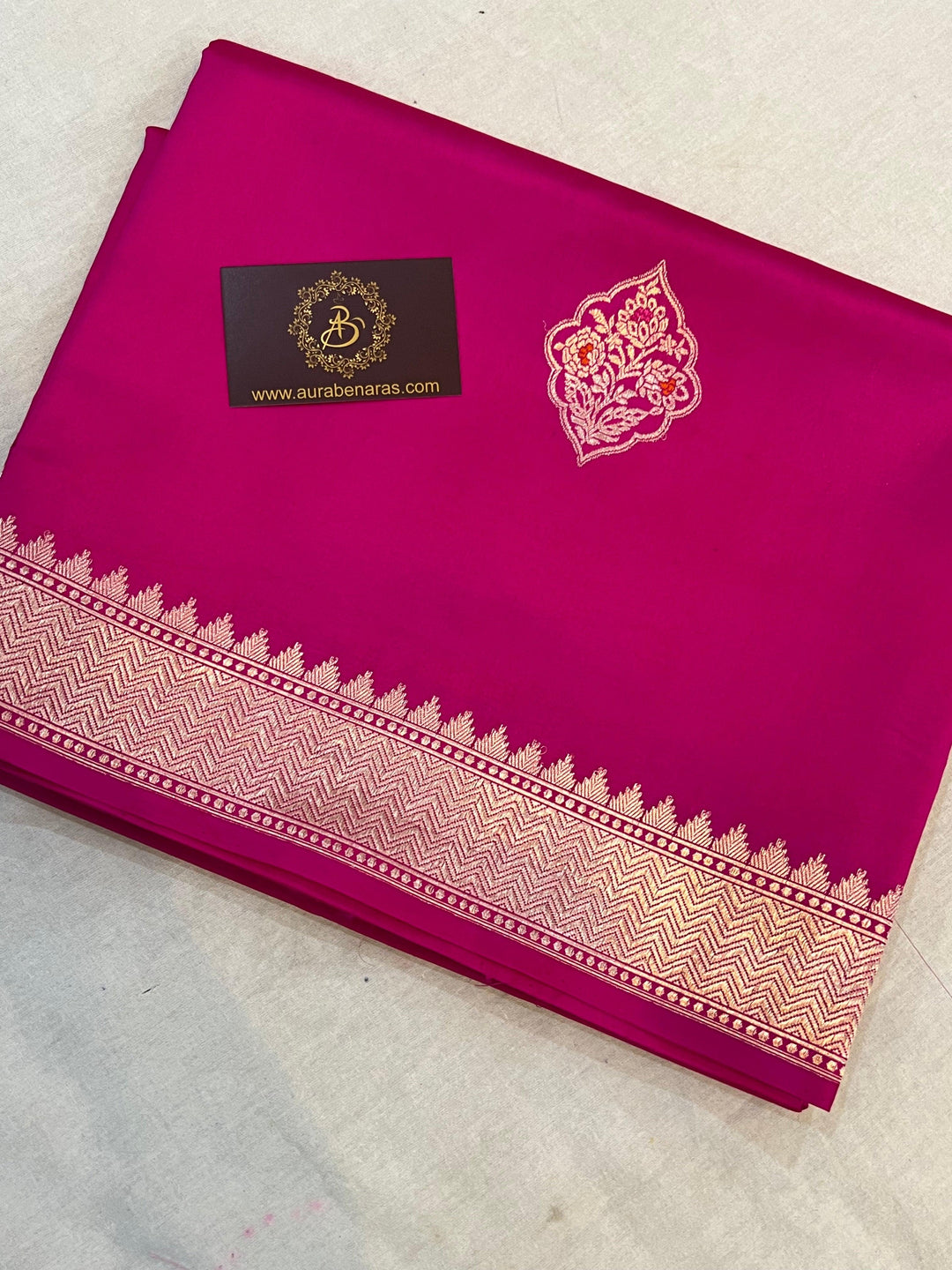 Buy Rani Pink Pure Banarasi Handloom Silk Saree | Aura Benaras