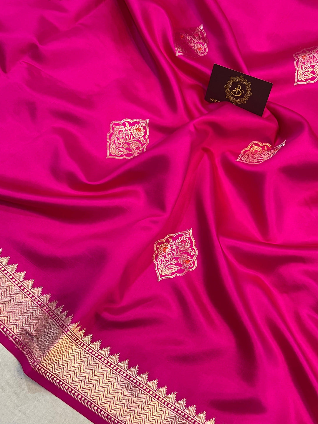 Buy Rani Pink Pure Banarasi Handloom Silk Saree | Aura Benaras