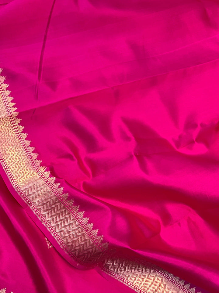 Buy Rani Pink Pure Banarasi Handloom Silk Saree | Aura Benaras